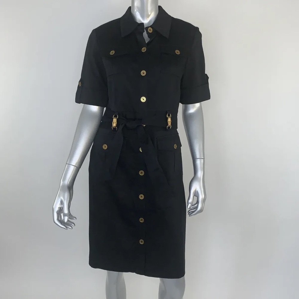 Jones New York Black Button-Front Shirt Dress
